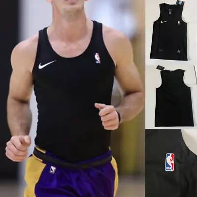 NIKE PRO NBA Team Issue Compression Tank BLACK And WHITE Shirt Sizes M - L • $49.95