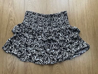 £12 • Buy BNWOT Topshop Deep Shirred Waist Ra-ra Tiered Skirt UK 12 Black White Print 12