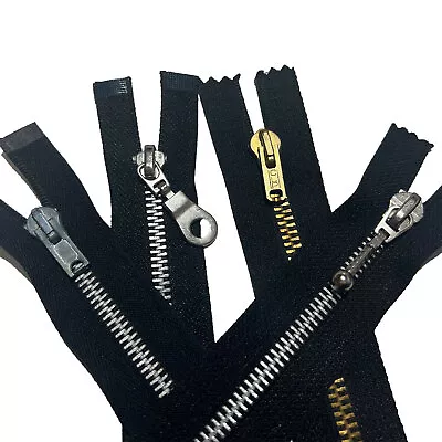 £3.95 • Buy Black Metal OPEN End Zips No 5s Craft Sewing