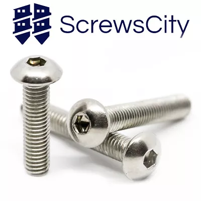 £6.28 • Buy Button Head Screws, Hexagon Allen Socket Bolts A2 Stainless Steel M3 M4 M5 M6 M8