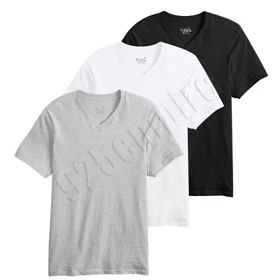 3 Or 6 Pack Men Undershirt V-Neck/Crew Tagless Black/White Gray 100%Cotton • $11.99