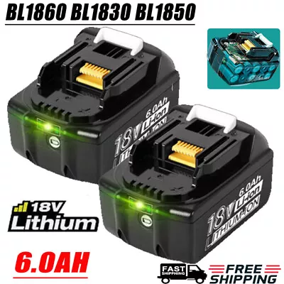2x For Makita Battery 18V BL1860B LXT Li-Ion  BL1830/1850 Cordless Battery New • £36.98