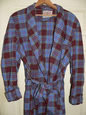 Vtg 50s 60s Men's Night Robe State O Maine Smoking Jacket Playboy Pajama Plaid • $79.99