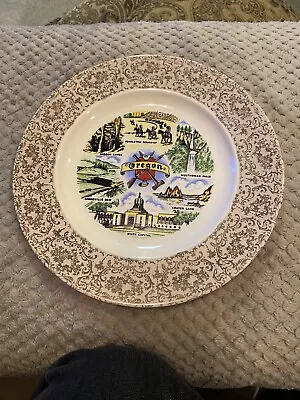 Vintage Oregon State Souvenir State Plate State Landmarks 10” • $11.99