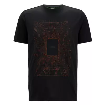 NWT HUGO BOSS Regular Fit GLOW-IN-THE-DARK Cotton Tee/T-Shirt Black M / L NEW • $39.95