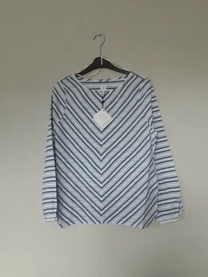 $23.72 • Buy John Lewis & Partners Chevron Stripe Blouse  White - Blue  100% Cotton  Size 8 .