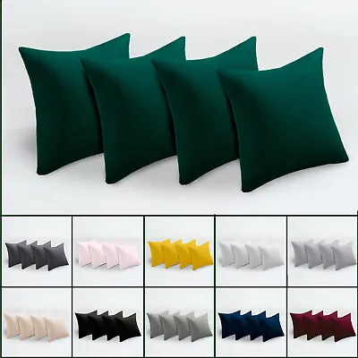 Set Of 4 Soft Crushed Velvet Cushion Cover 18  X 18  Plain Sofa Bed Pillow Cases • £11.49