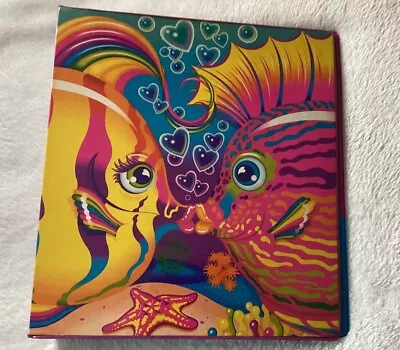 Vintage Lisa Frank Kissing Fish 3 Ring Binder Hard Binder Purple Blue Fish 90s • $30