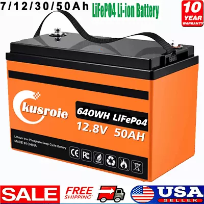 12V 50AH LiFePO4 Deep Cycle Lithium Battery For RV Marine Off-Grid Solar System • $82.97