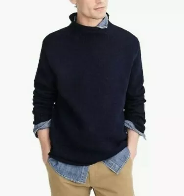 $98 NWT J. Crew Unisex 1988 Sz Large Navy Blue Men's Knit Cotton Rollneck • $55