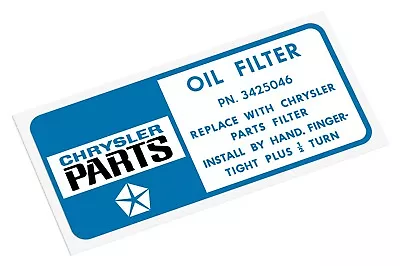 Valiant Pacer Charger 'chrysler Parts' Oil Filter Decal To Suit Z9 Oil Filters • $12