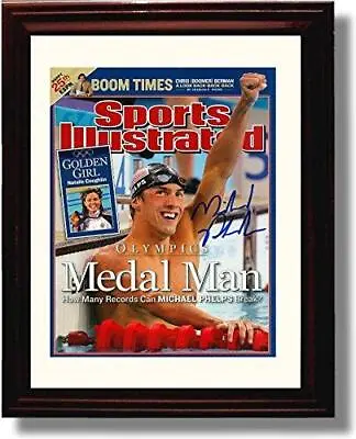 8x10 Framed Michael Phelps Autograph Promo Print -  Medal Man  2008 SI • $14.99