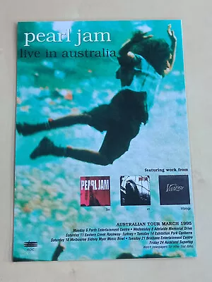 PEARL JAM 1995    Ten ~ Vs. ~ Vitalogy - Laminated Australian Tour Poster - NEW! • $17.95