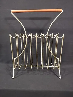 Vintage Atomic Magazine Rack Record Stand Holder Metal Mid-Century • $48