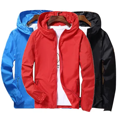 Mens Outwear Lightweight Windbreaker Waterproof Rain Jacket Hooded Breathable • $10.99