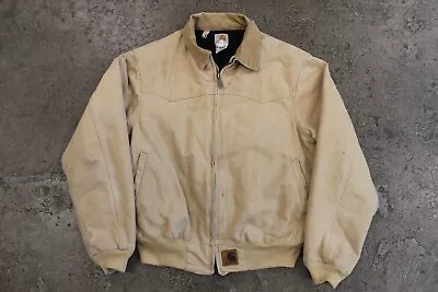 VTG CARHARTT Lined Santa Fe Canvas Jacket Adult Large Tan Brown Corduroy J14WET  • $75