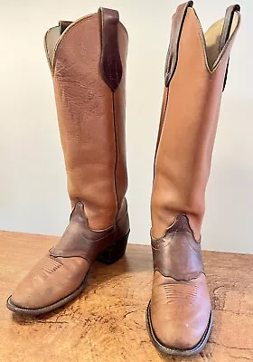 Men’s OLATHE 9.5 D Brown 17” Tall Buckaroo Riding Cowboy Boots Vintage USA 🇺🇸  • $136