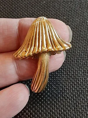 Vintage Brushed Textured Gold Tone Mushroom Pin Brooch MCM MidCentury Modern • $8