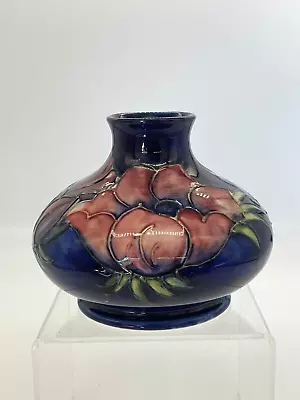 Vintage Walter Moorcroft 'Anemone' Squat Vase In Deep Blue C1947-1953 • $209.17