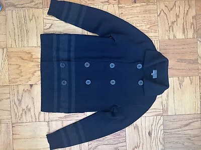 VINCE Wool Pea Coat Cardigan Double Breasted Navy Blue Sz Small • $34