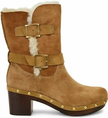 £85.99 • Buy Ugg® Australia Brea Chestnut Suede Clog Boots Uk 4.5 Eur 37 Usa 6 Bnwob Rrp £230