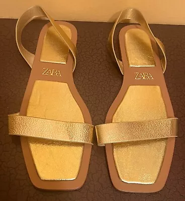 Zara Gold Metallic Colored Flat Sandals Size 41 (Size 10 U.S.) • $16
