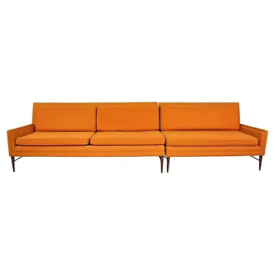 Paul McCobb Directional Walnut Brass Burnt Orange Sectional Sofa 1950s Original • $8500