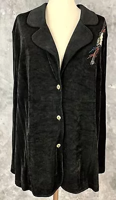 Vikki Vi Black Embroidered Slinky Jacket Top Sz 2X (12430) • $37.99