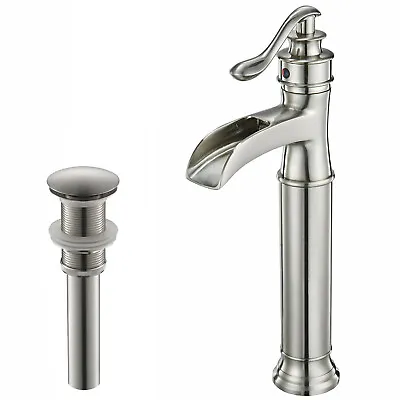 Bathroom Sink Basin Faucet Waterfall Spout Mixer Tap Single Handle Deck Mounted • $45