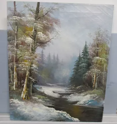 Vintage Landscape Oil Painting On Canvas 24 X20  By  Artist G. Whitman • $39.99