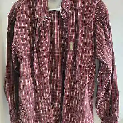 Columbia - Men's Maroon Red Long Sleeve Button Up Flannel Shirt - Size L • $6.99