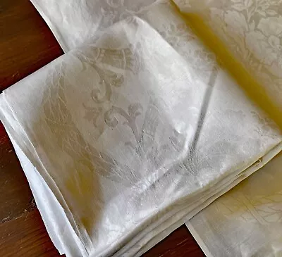 6 Huge Vintage White Irish Damask Napkins With Monogram  WW887 • $185