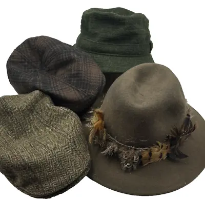 Vintage Hat Cap Lot Of 4 Wool Felt Dunn's Woolrich Shady Brady Chris Dawes Baur • $48