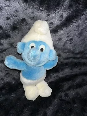 Vintage 1981 Plush SMURF Stuffed Animal Blue Toy Doll Peyo Wallace Berrie Co 7” • $5