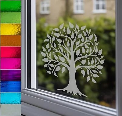 Woodland Leafy Pagan Tree Frost Etch Or Stained Glass Effect Window Sticker • £4.20