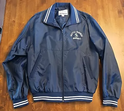 Vintage Seattle Mariners Baseball Majestic Full Zip Navy Blue Jacket Size Medium • $49.99