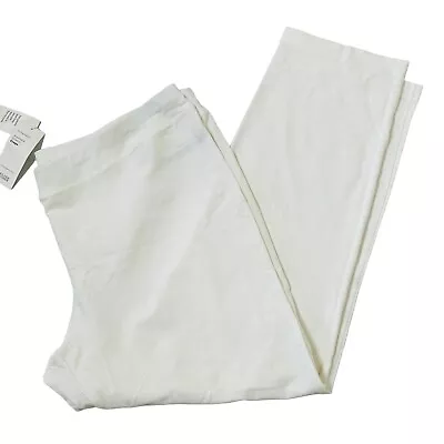 Eileen Fisher Womens 2X High Waist Pants White Crepe Slim Ankle Stretch Pull On • $79.97