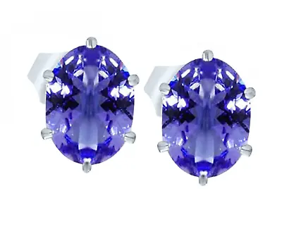 Quality Natural Tanzanite AAA+ Oval Cut Stud Earring Sterling Silver • £91.88