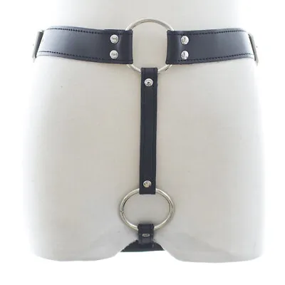 PU Leather Underwear Plug Harness Male Chastity Belt Device Thong Panties BDSM • £17.58