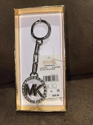 NWT Michael Kors MK Circle Key Charm Fob In Gift Box SH Rhodium Silver • $37.99