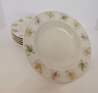 6 Mikasa Woodland 11  Pasta Serving Bowls Stoneware Multicolor Leaf Panels CW407 • $424.95