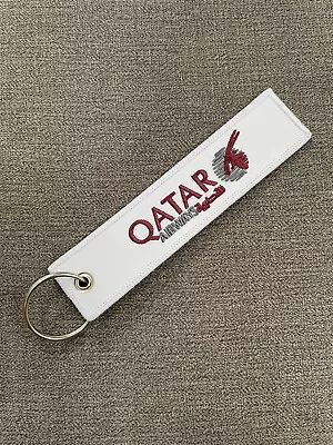 QATAR AIRWAYS Embroidered Keyring Keychain Tag • £6.99