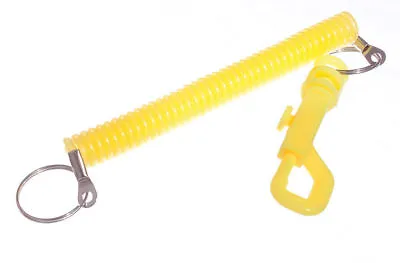 100 X Spiral Stretch Extending Retractable Key Ring Belt Clip Yellow • £188.12