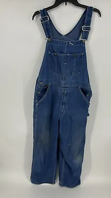 VINTAGE Roebucks Overalls Mens 38x30 Blue Denim Jeans Carpenter Work Wear 90s • $19.99