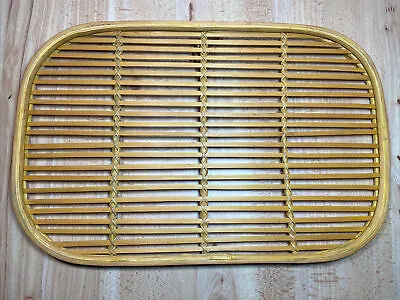 Vintage Handmade Bamboo Wicker Tray Earring Hanging Decor 19.75” L 13” W • $10.98