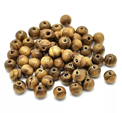 100 Wood Burly Natural Beads 8mm Brown Wooden Hole 2mm J19898V • £3.49