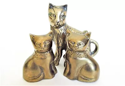 Brass Cat Figurine Lot Of 3 Vintage Paperweights Korea & Taiwan Label • $24