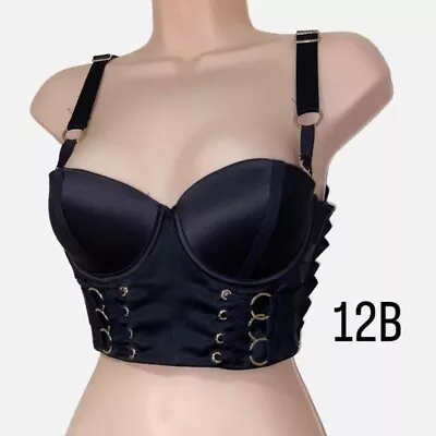 $144 • Buy Honey Birdette Stevie Black Bra / Crop Top 12B /34B BNWT # Goth Emo Bondage