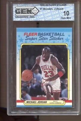 1988-89 Michael Jordan Fleer Sticker #7 Gem Mint 10 Chicago Bulls MVP HOF • $189.99