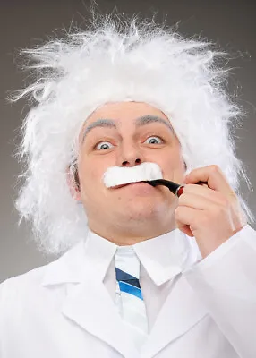 £18.49 • Buy Mens Crazy Mad Scientist White Einstein Fancy Dress Cosplay Wig & Moustache